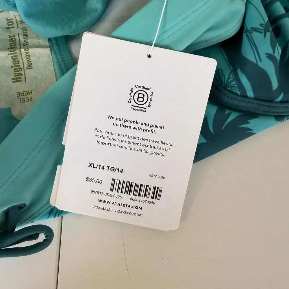 New Athleta Girl Cannonball 2.0 Short Swim Blue Floral $35 - XL 14